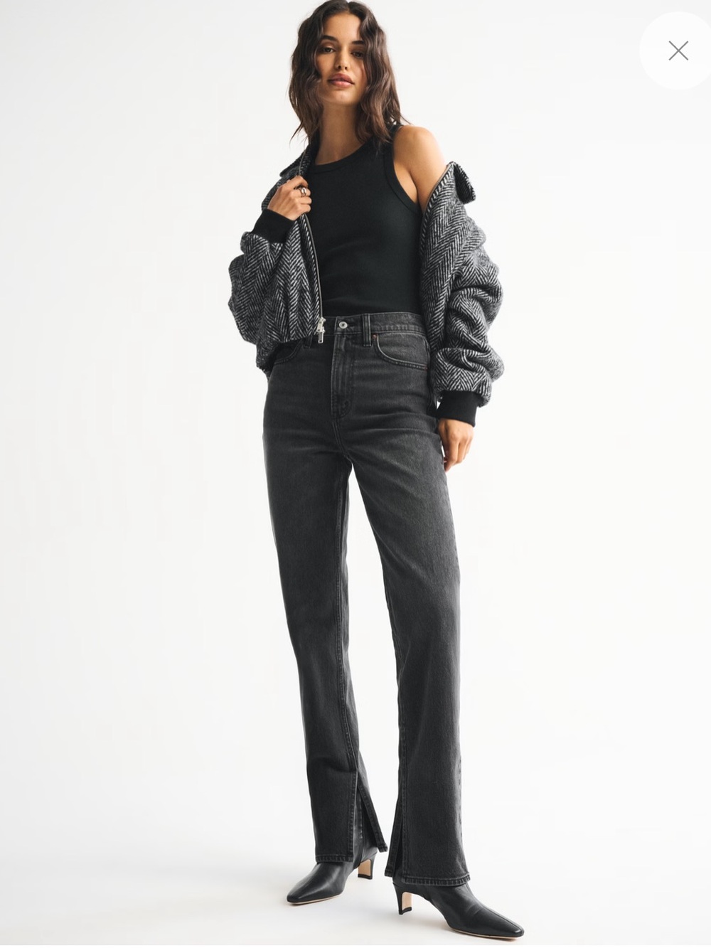 Abercrombie & Fitch Black Straight-Leg Jeans with Front Slit